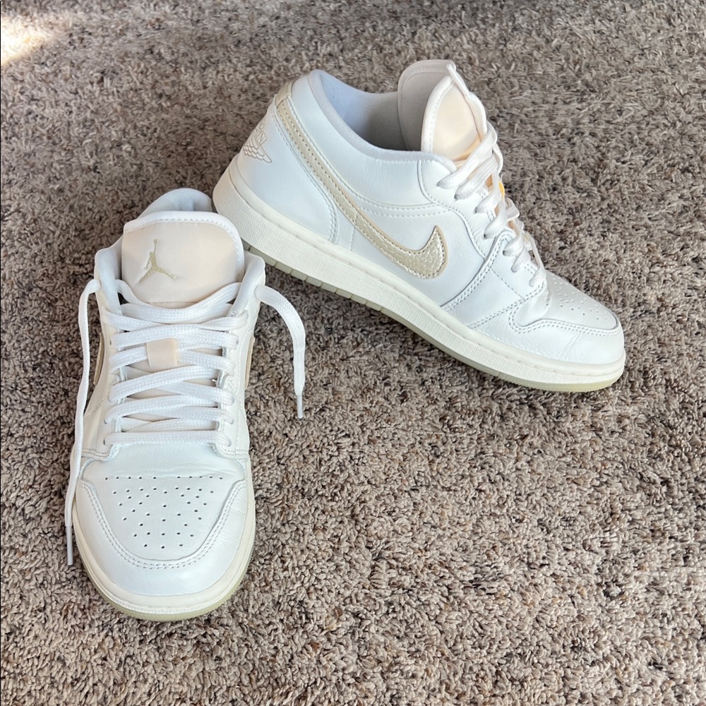 Nike Jordan White and Gold Sneakers